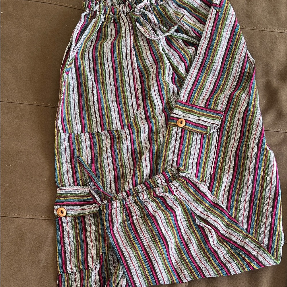 Striped Multicolor Pull on bohemian pant like new L